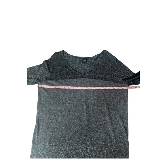 Lane Bryant Sparkle  Silver Metallic Long‎ Sleeve V Neckline Button Cuff Sweater - Picture 8 of 13